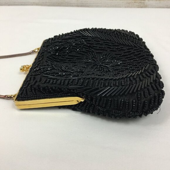 VTG Ed B Robinson Handbag Purse Beaded Black Kiss Clasp - Picture 5 of 10